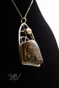 Opal & Pearl Stained Glass Pendant
