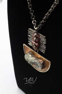 Tribal Pendant w/Tourmaline & Fluorite
