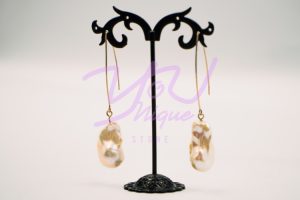 Baroque White Pearl Dangling Earrings