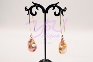 Baroque Golden Pearl Dangling Earrings