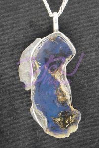 Blue Amber Slice of Night Pendant