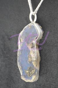 Blue Amber Slice of Night Pendant