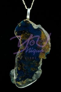 Blue Amber Slice of Night Pendant